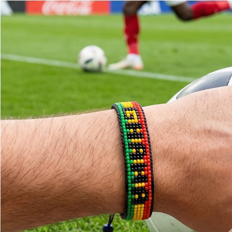 Bracelet Perlé Ghana Coupe du Monde 2026 – Fait Main et Ajustable