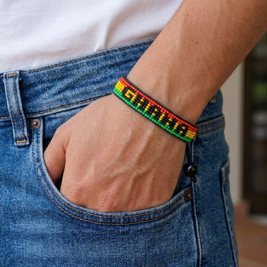 Ghana Flag Bracelet – Handmade Adjustable Bracelet