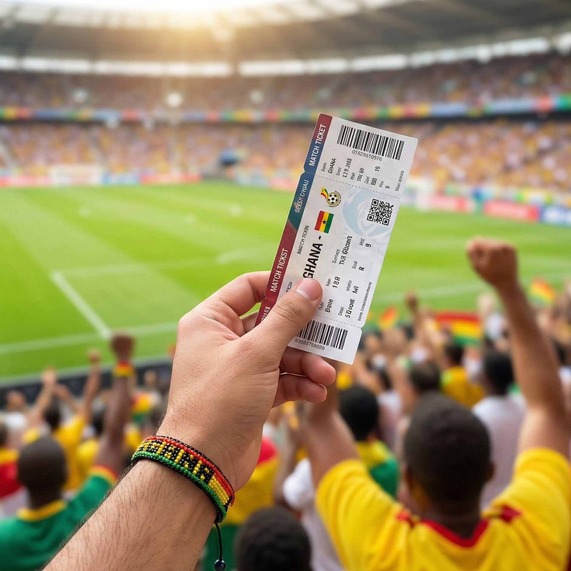 Bracelet Perlé Ghana Coupe du Monde 2026 – Fait Main et Ajustable