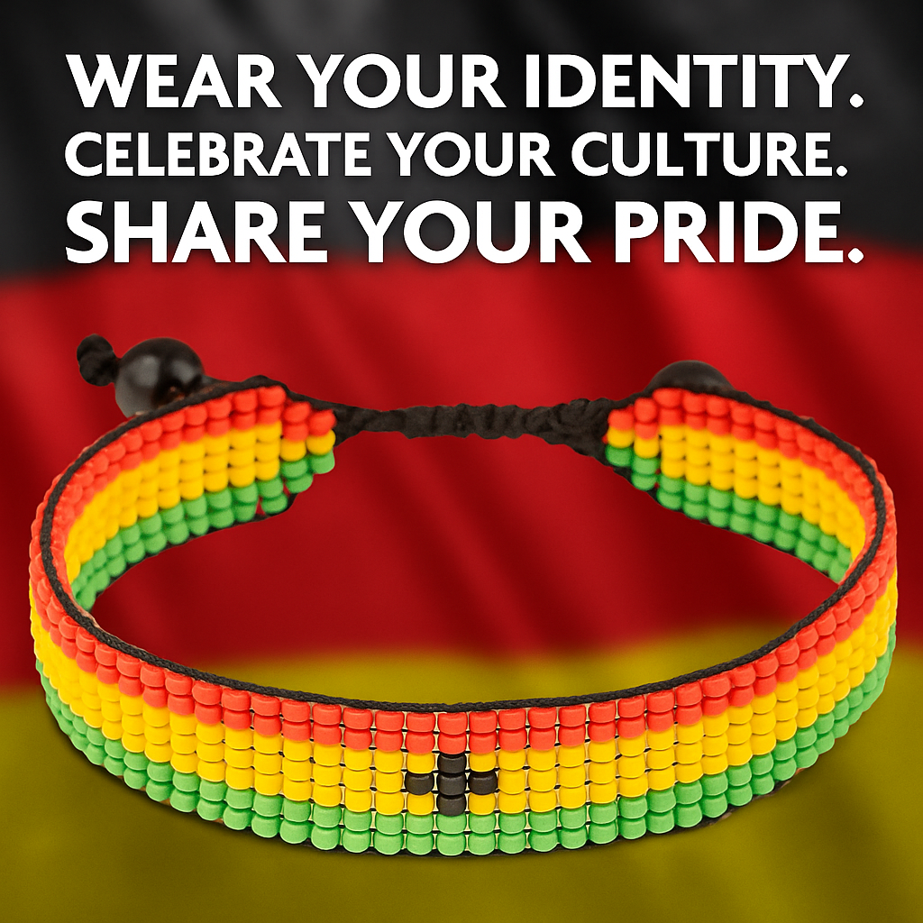 Bracelet Drapeau du Ghana : Bracelet fait main, Bracelet réglable avec perles