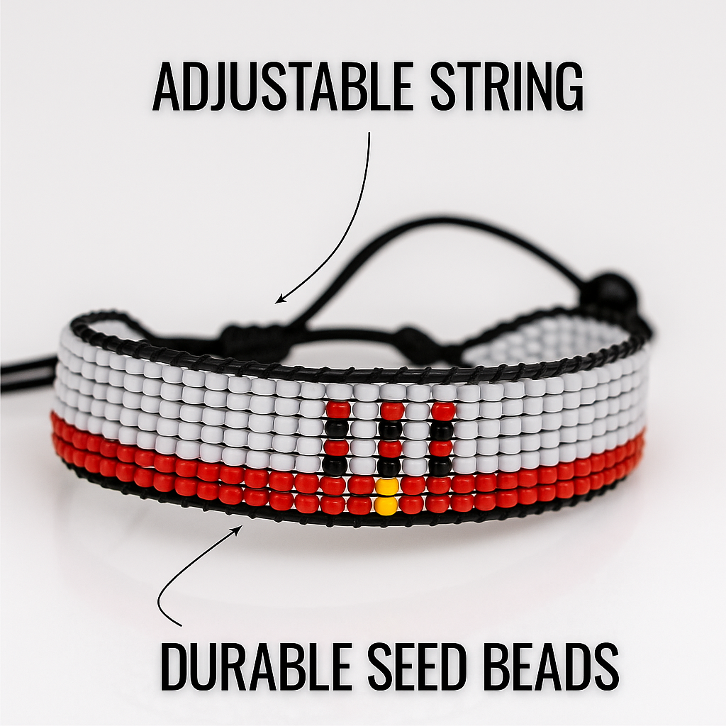 Gibraltar Flag Bracelet: Handmade Bracelet, Adjustable Beaded Wristband