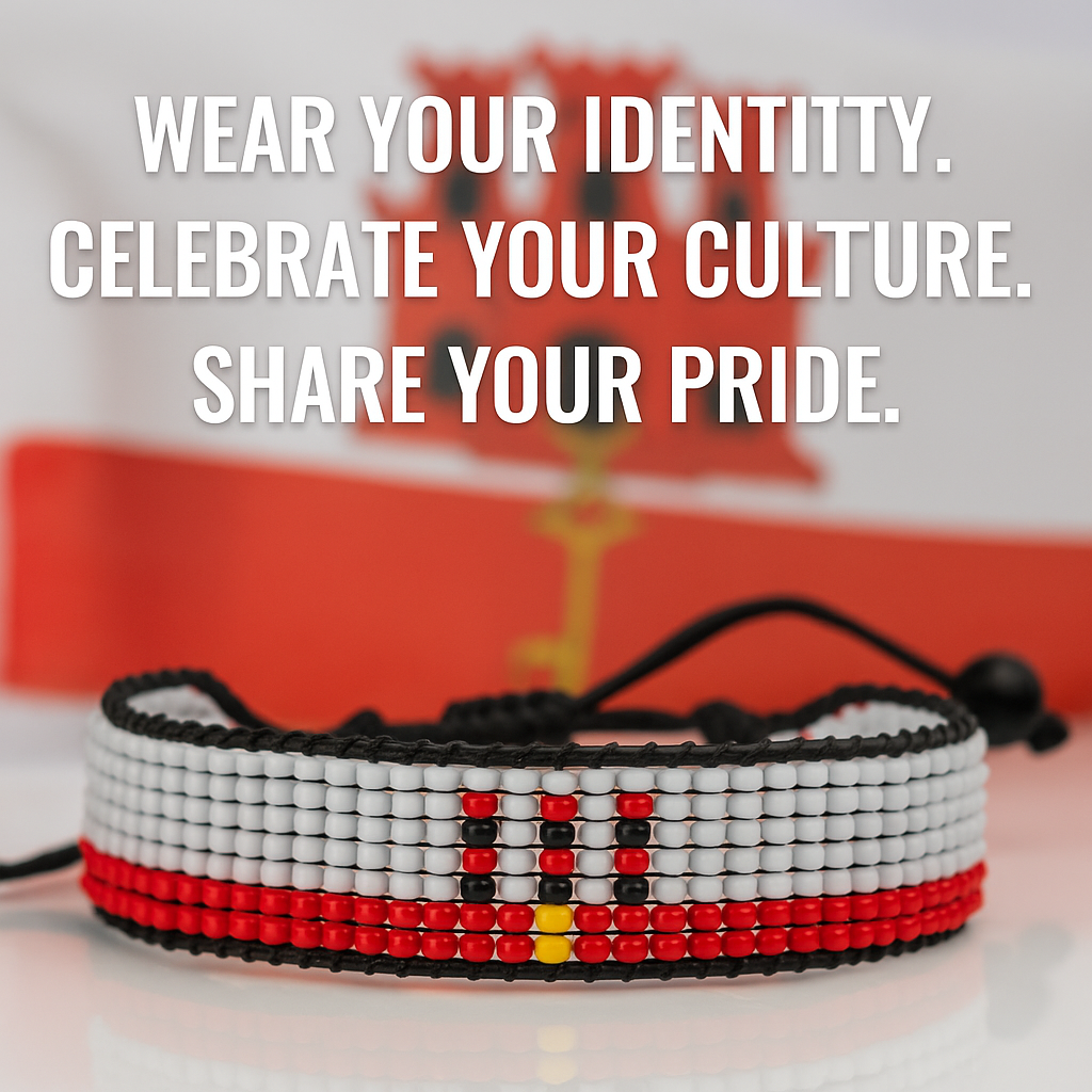 Gibraltar Flag Bracelet: Handmade Bracelet, Adjustable Beaded Wristband