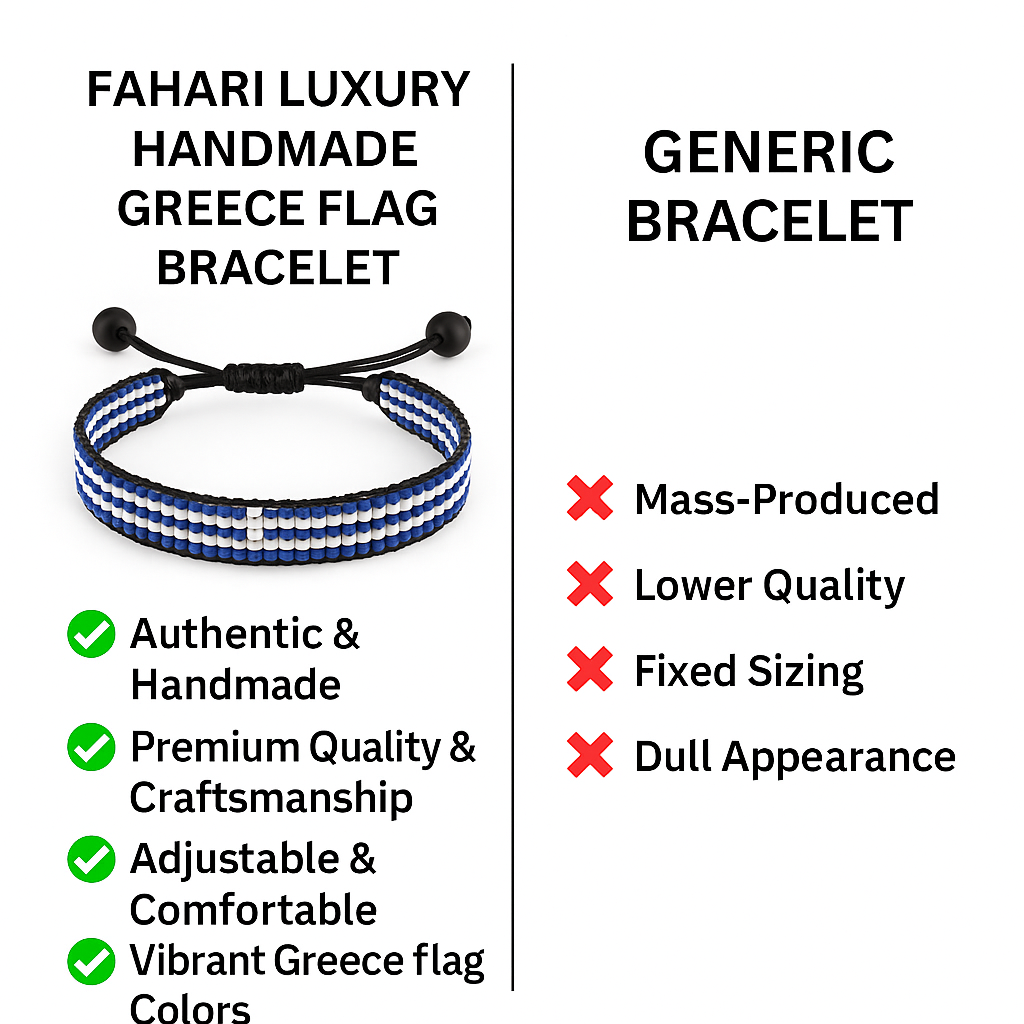 Griechenland Flaggen Armband: Handgefertigtes Armband, Verstellbares Perlenarmband
