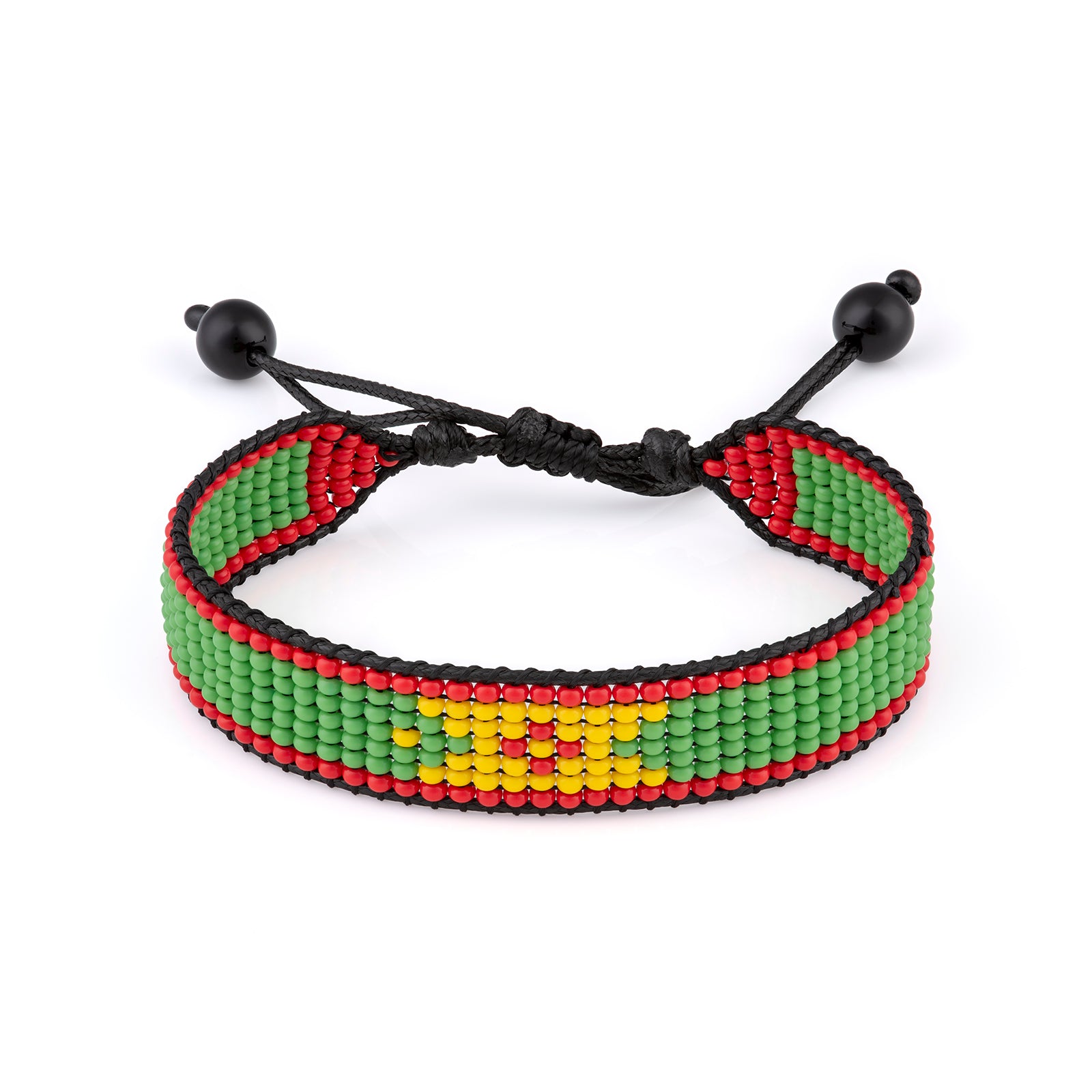 Grenada Flag Bracelet: Handmade Bracelet, Adjustable Beaded Wristband