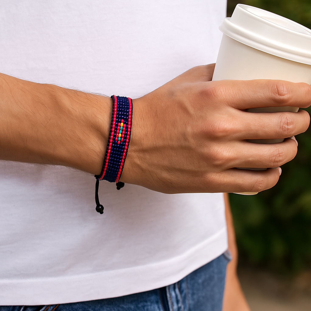 Guam Flag Bracelet: Handmade Bracelet, Adjustable Beaded Wristband