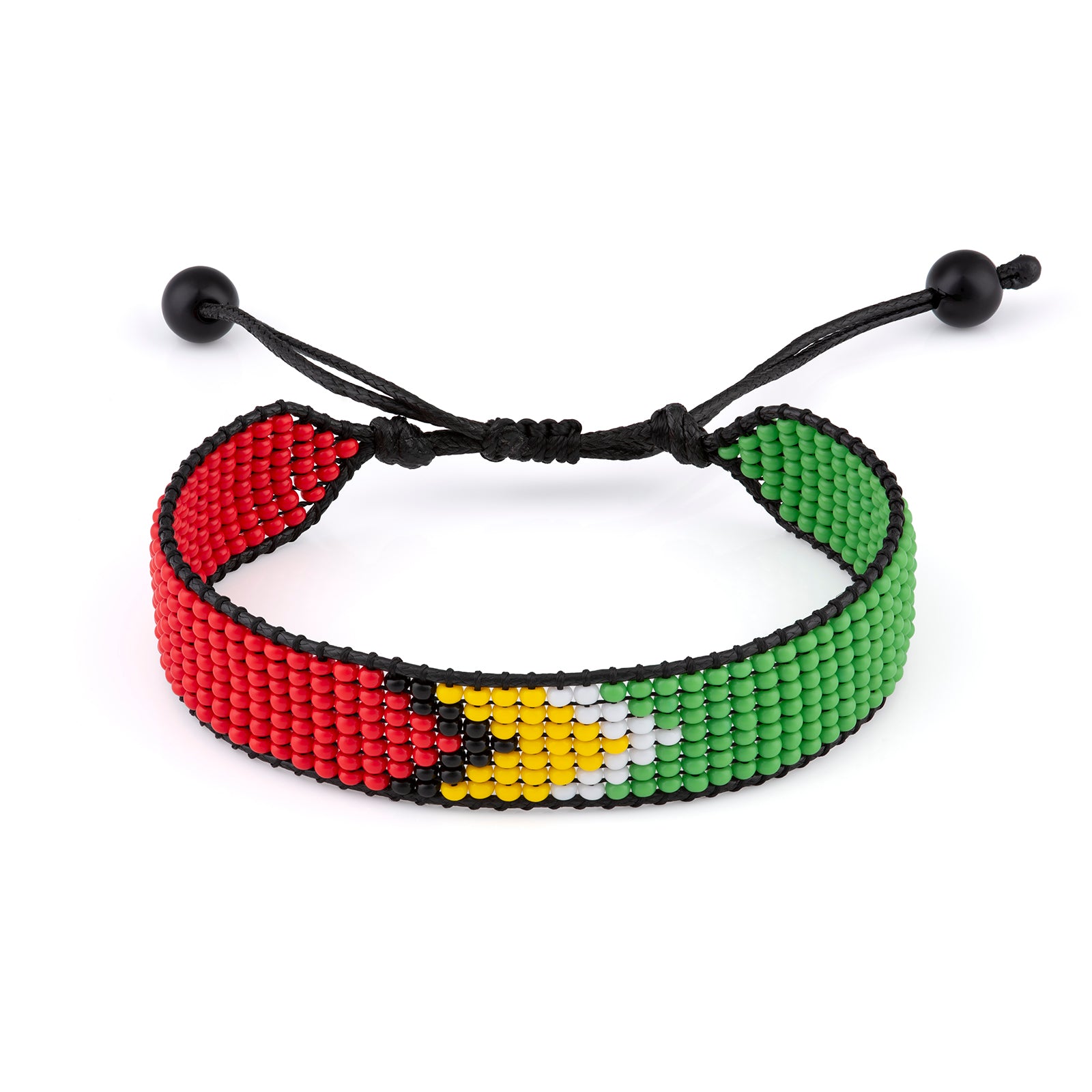 Guyana Flag Bracelet: Handmade Bracelet, Adjustable Beaded Wristband