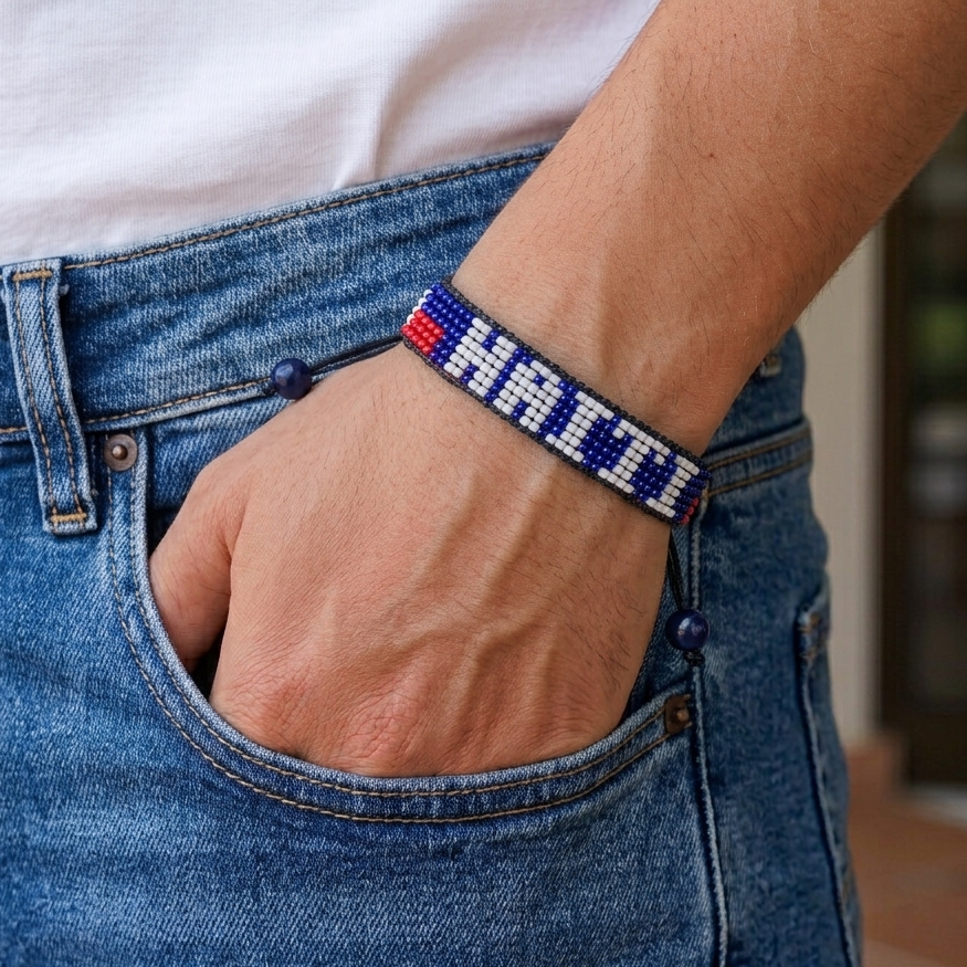 Haiti Flag Bracelet – Handmade Adjustable Bracelet