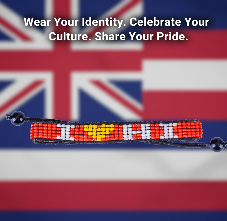 I Love Hawaii Armband – Perlenbesetzt, handgefertigt & verstellbarer Schnurzug