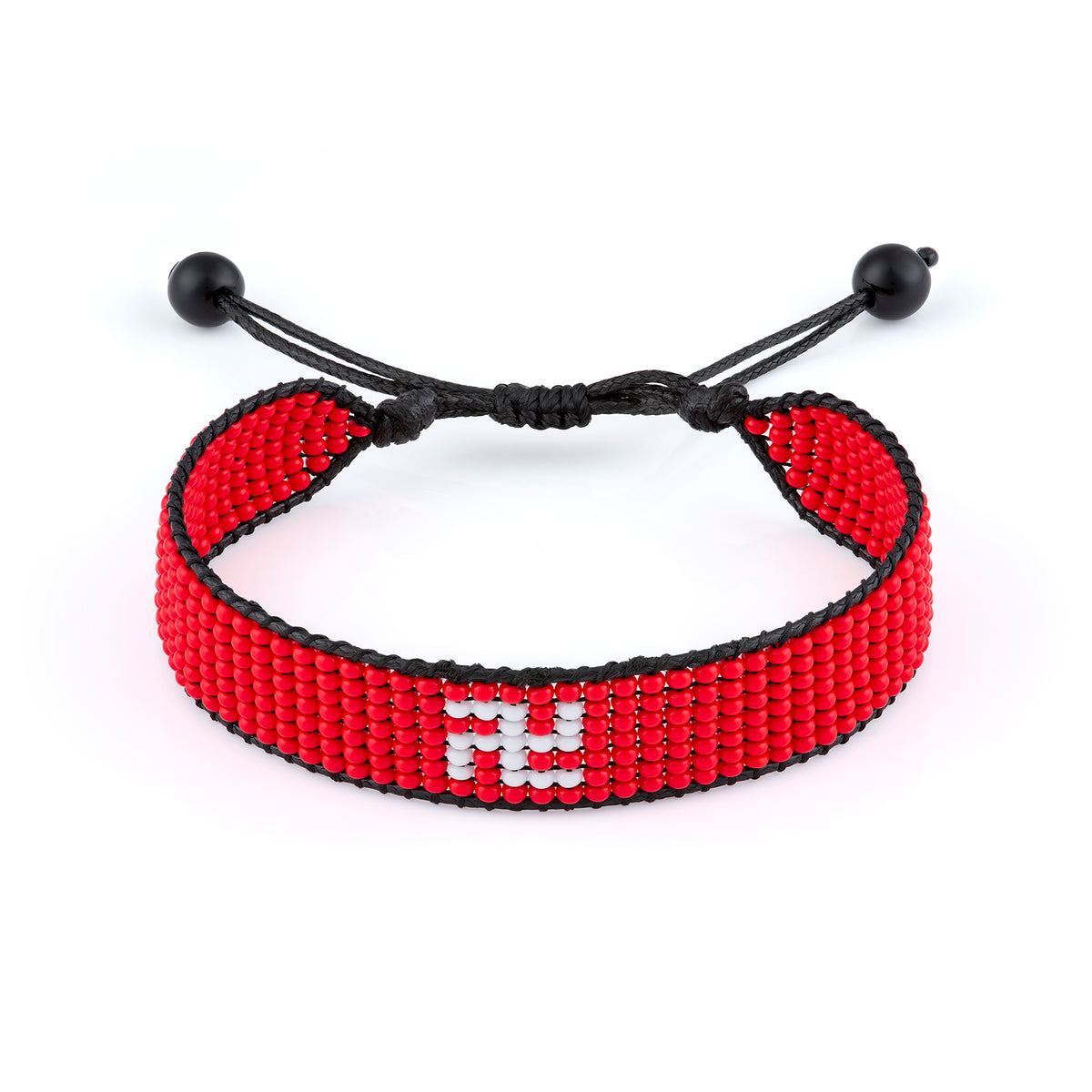 Hong Kong Flag Bracelet: Handmade Bracelet, Adjustable Beaded Wristband