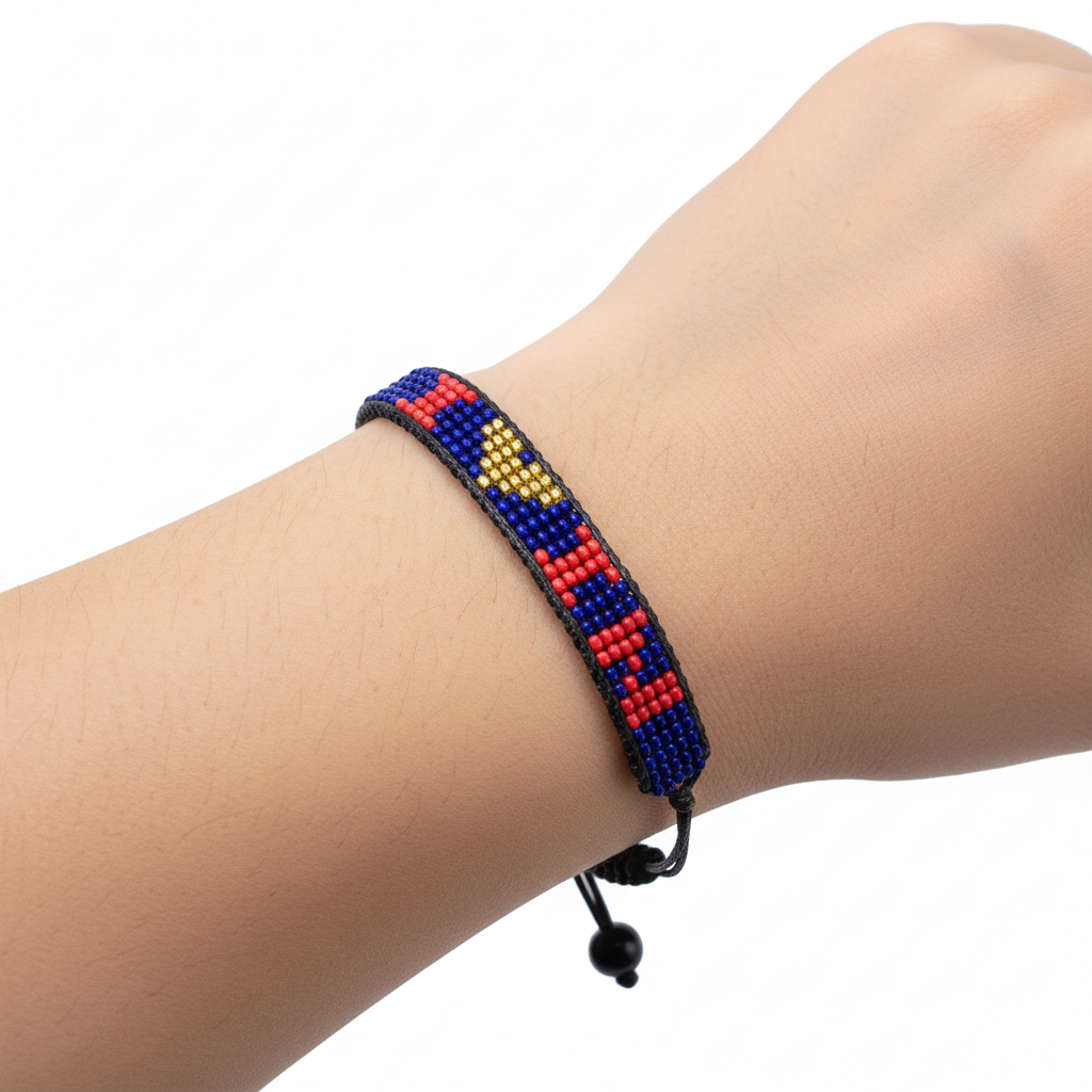 Bracelet perlé « J'aime l'Indiana » – Fait main et réglable