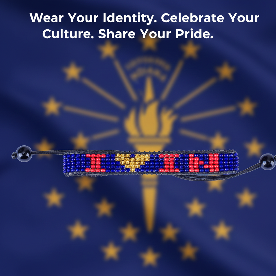 Bracelet perlé « J'aime l'Indiana » – Fait main et réglable
