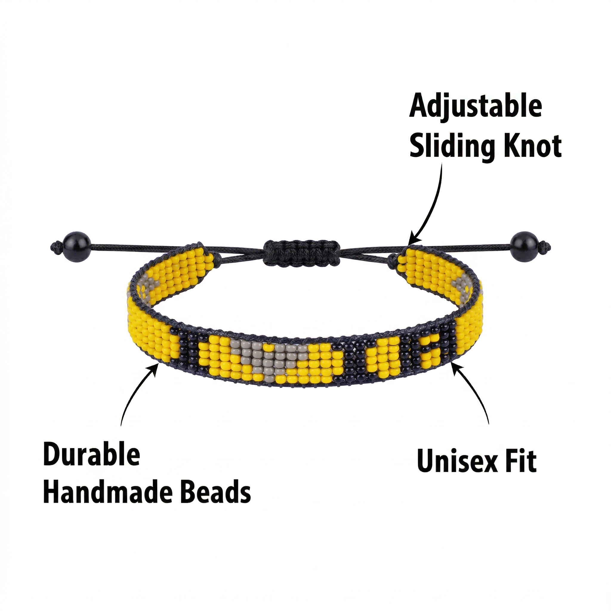 Bracelet perlé « I Love Iowa » – Fait main et ajustable