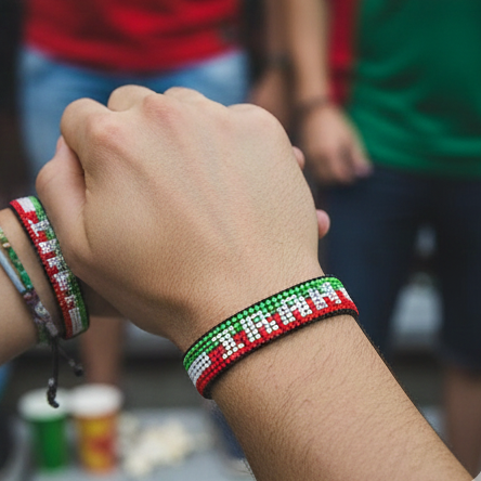 Coupe du Monde 2026 Iran Bracelet Drapeau Perlé – Fait main & Ajustable
