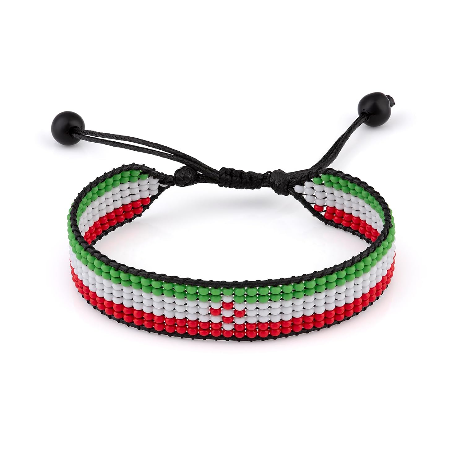Iran Flag Bracelet: Handmade, Adjustable String Beaded Wristband
