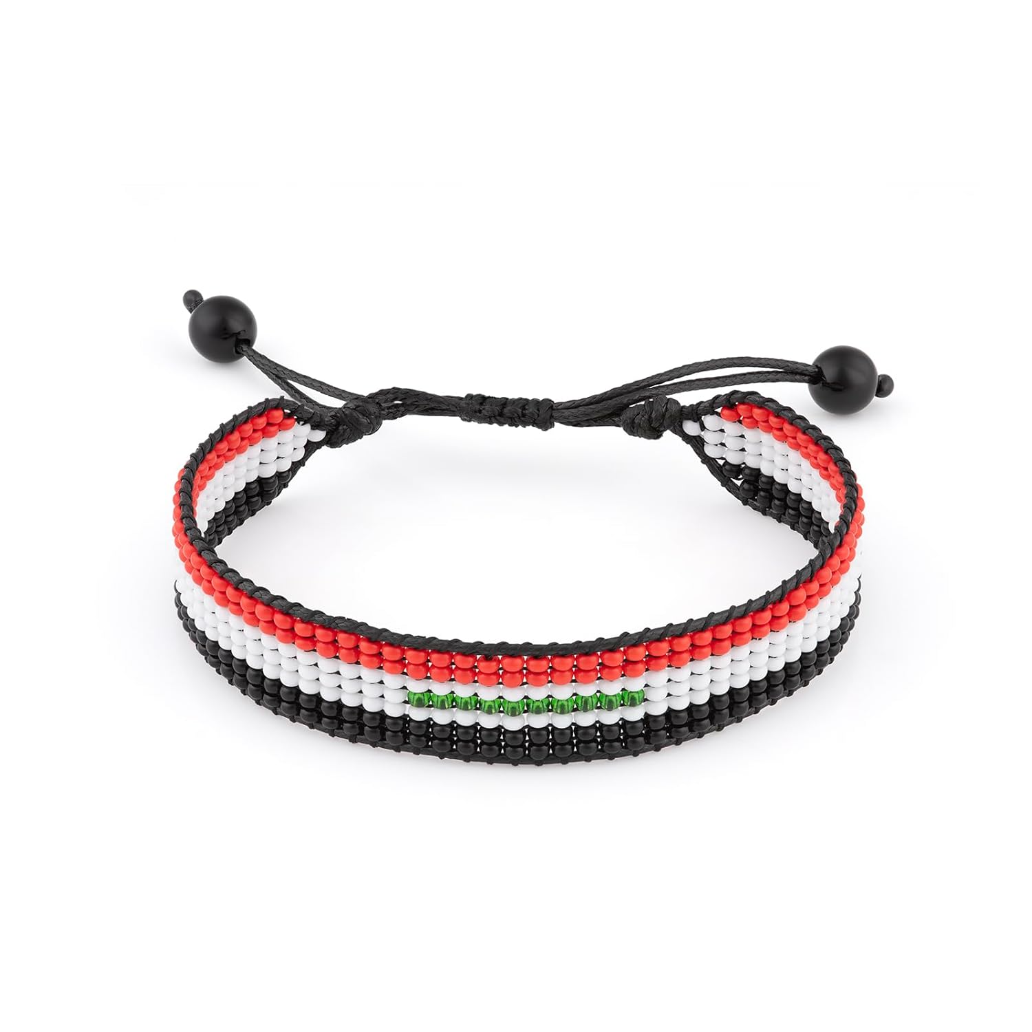 Iraq Flag Bracelet: Handmade, Adjustable Beaded Wristband.