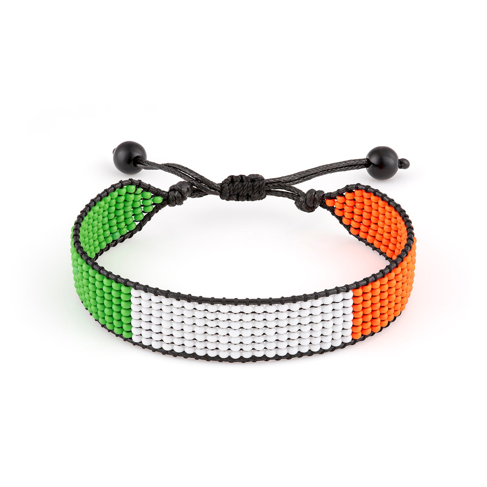 Ireland Flag Bracelet: Handmade Bracelet, Adjustable Beaded Wristband