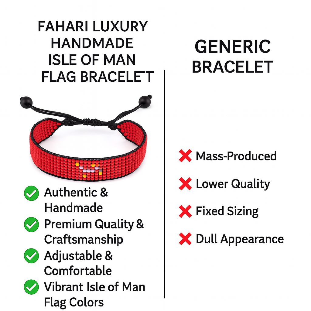 Armband mit Flagge der Isle of Man: Handgefertigtes, verstellbares Perlenarmband