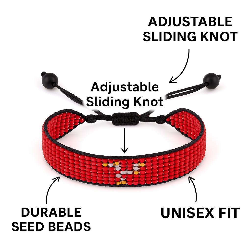 Isle of Man Flag Bracelet: Handmade, Adjustable Beaded Wristband