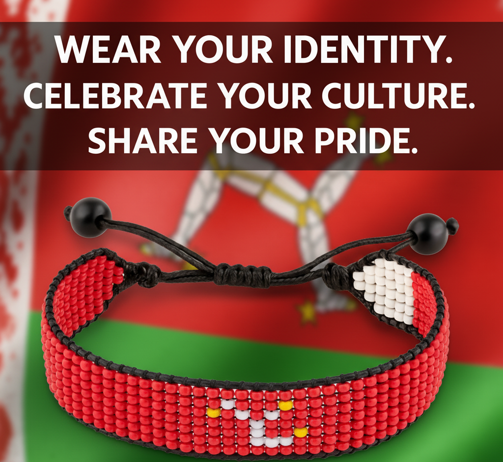 Armband mit Flagge der Isle of Man: Handgefertigtes, verstellbares Perlenarmband