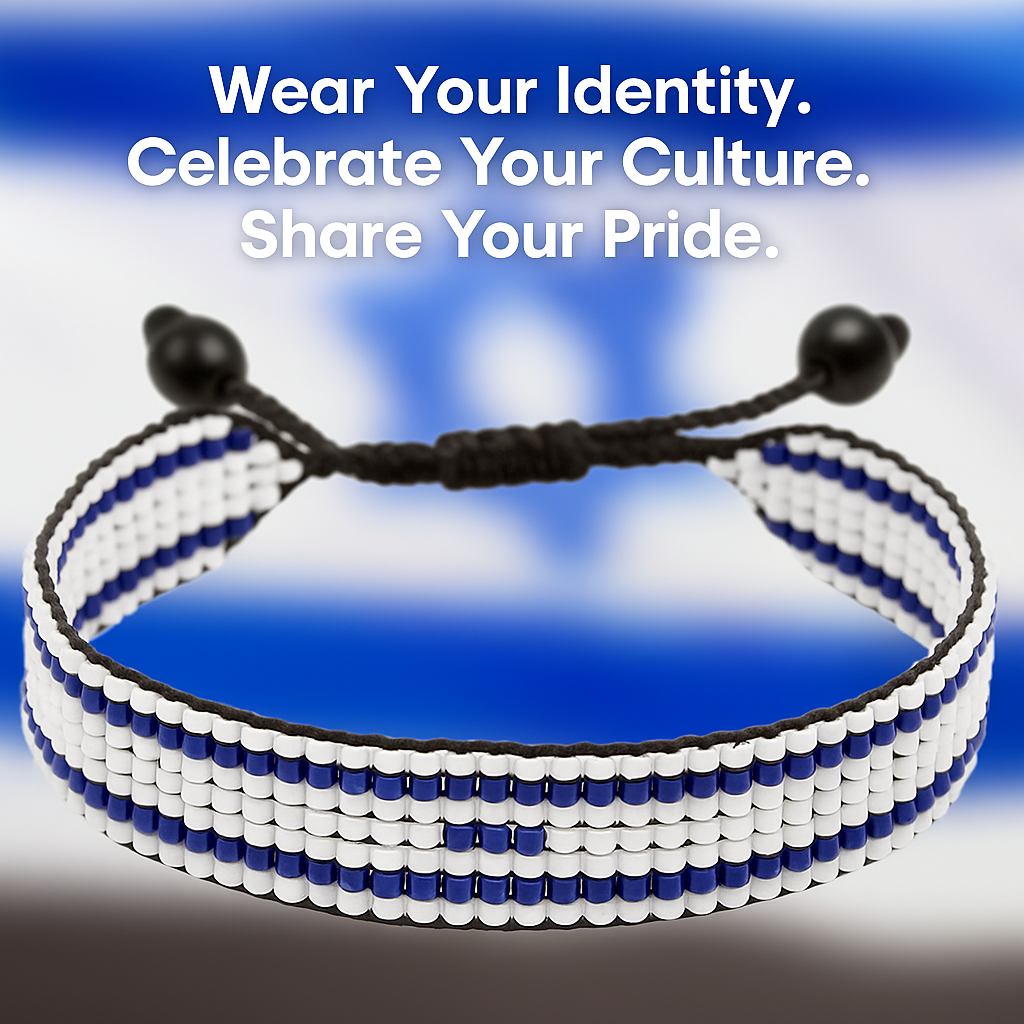 Bracelet drapeau d'Israël - Fierté israélienne élégamment confectionnée, fait main et ajustable