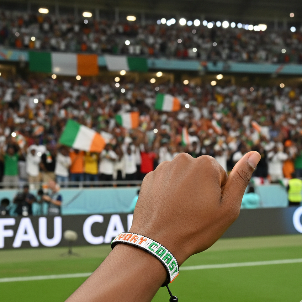 Bracelet drapeau de la Côte d'Ivoire perlé Coupe du Monde 2026 – Fait main et ajustable