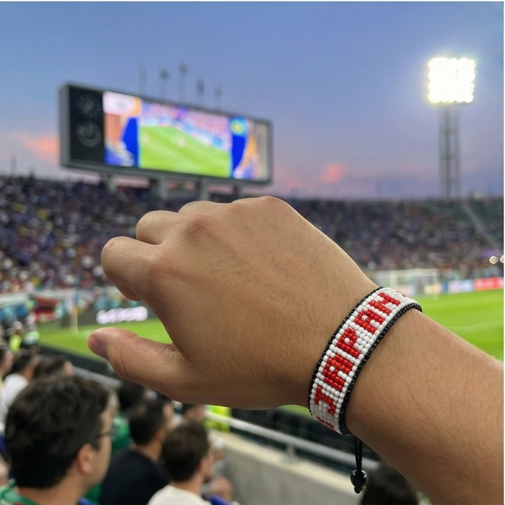 Coupe du Monde 2026 Japon Bracelet Drapeaux Perles – Fait main & Ajustable