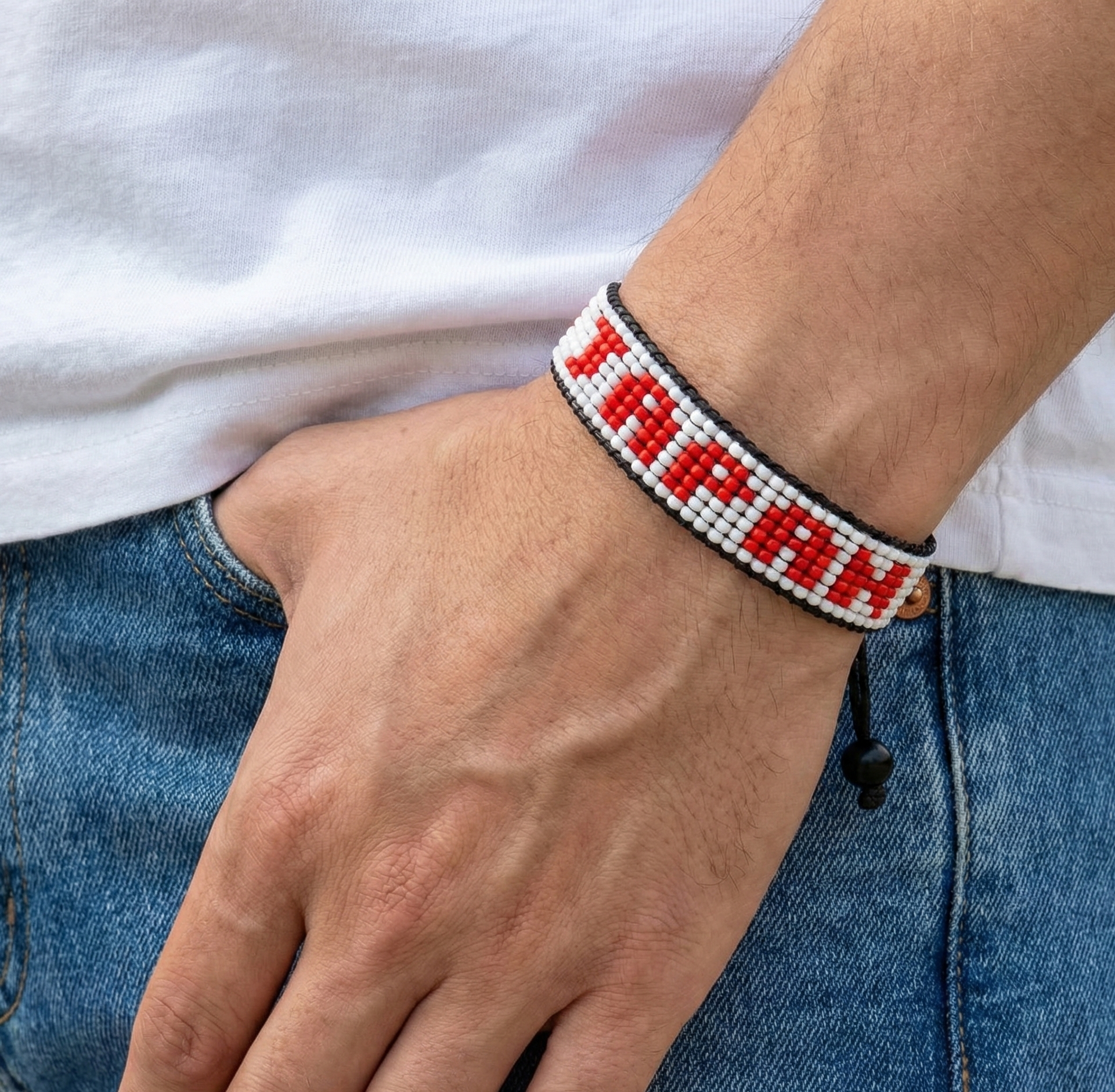 Coupe du Monde 2026 Japon Bracelet Drapeaux Perles – Fait main & Ajustable