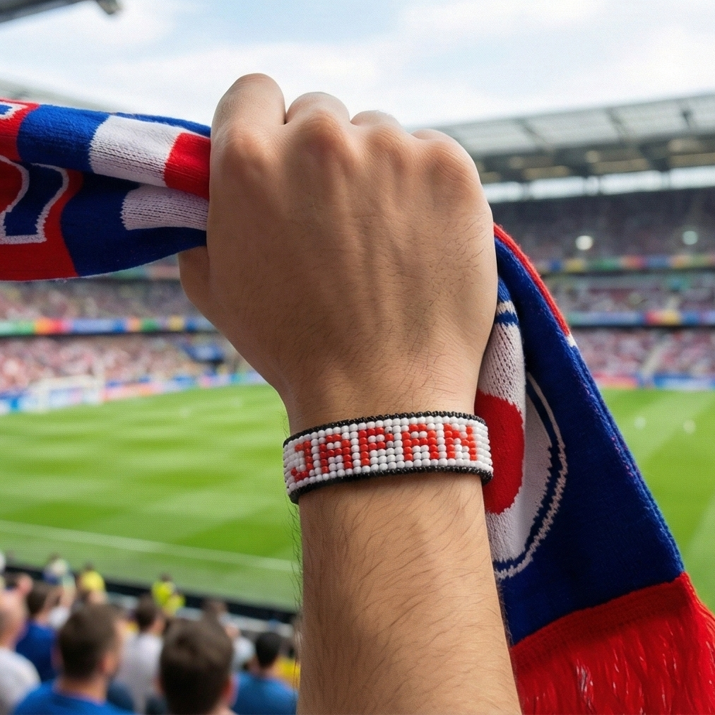 Coupe du Monde 2026 Japon Bracelet Drapeaux Perles – Fait main & Ajustable