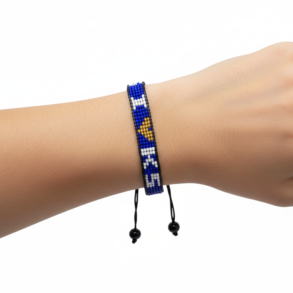 Bracelet perlé « J'aime le Kansas » – Fait main et ajustable