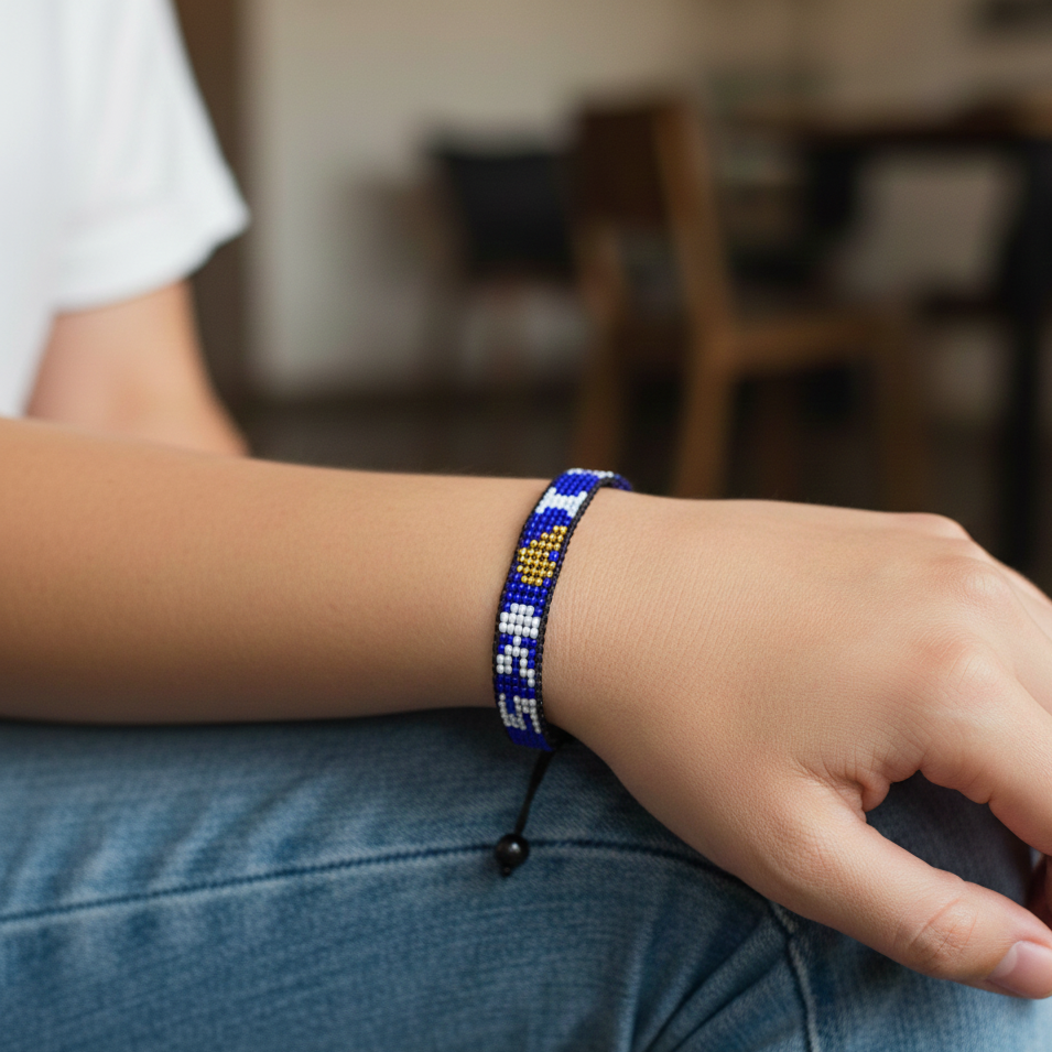 Bracelet perlé « J'aime le Kansas » – Fait main et ajustable