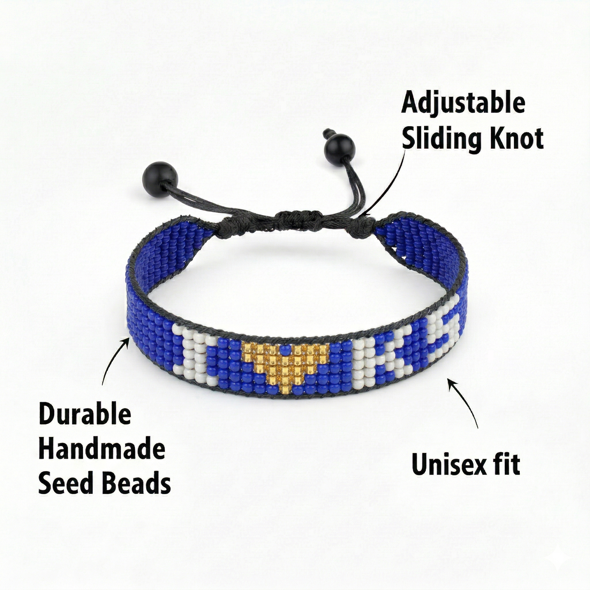 Bracelet perlé « J'aime le Kansas » – Fait main et ajustable