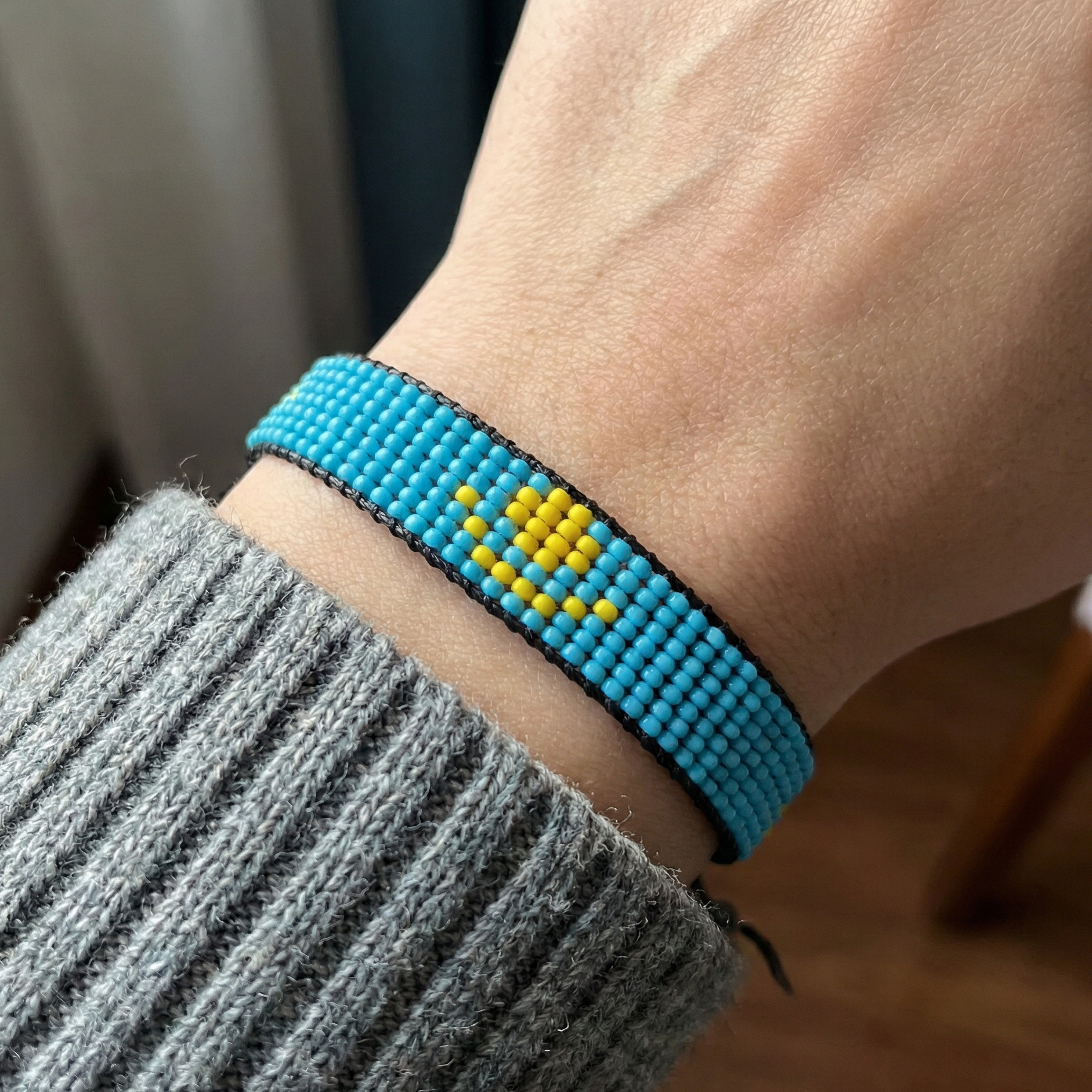 Kasachstan Flaggenarmband, Verstellbar, Boho-Stil Armband für Frauen & Männer
