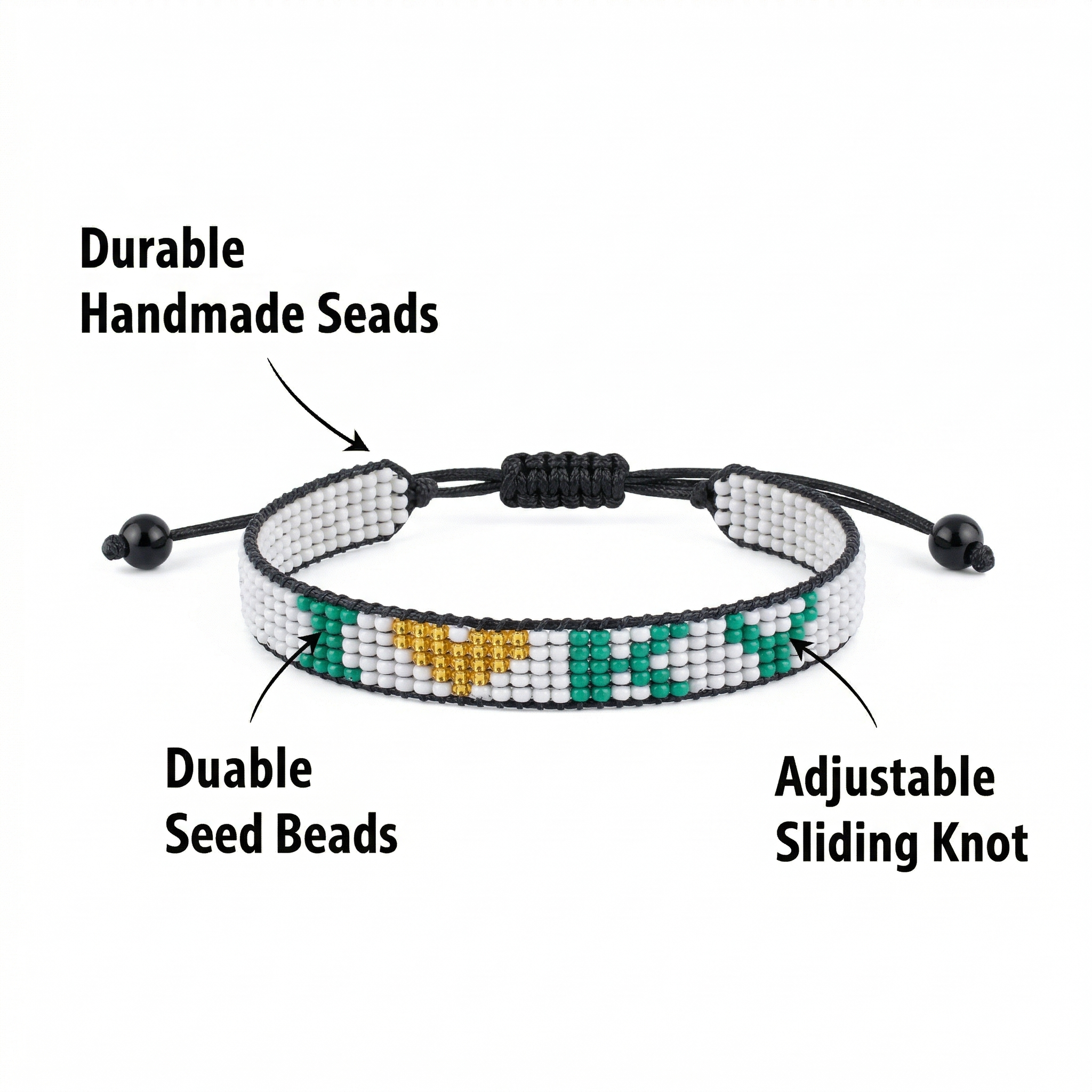 Bracelet « J'aime le Kentucky » – Fait main et ajustable – Bracelet de perles