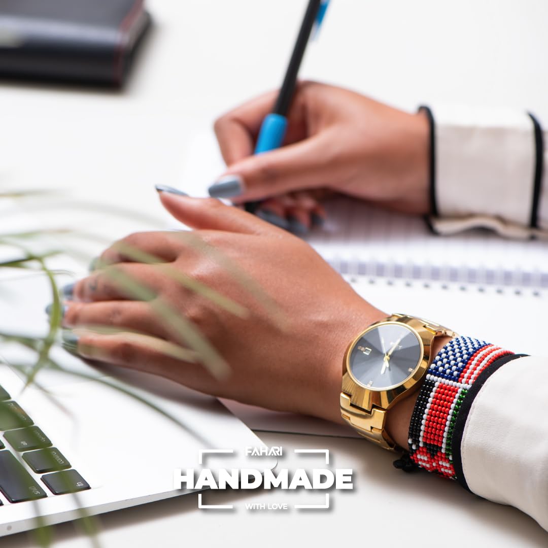 KENYA/USA Dual-Flag Bracelet - Handmade Country Flag Color Handmade Wrist Wrap Bracelet - Beaded and Boho Style Rope Bracelet - Adjustible Bracelet