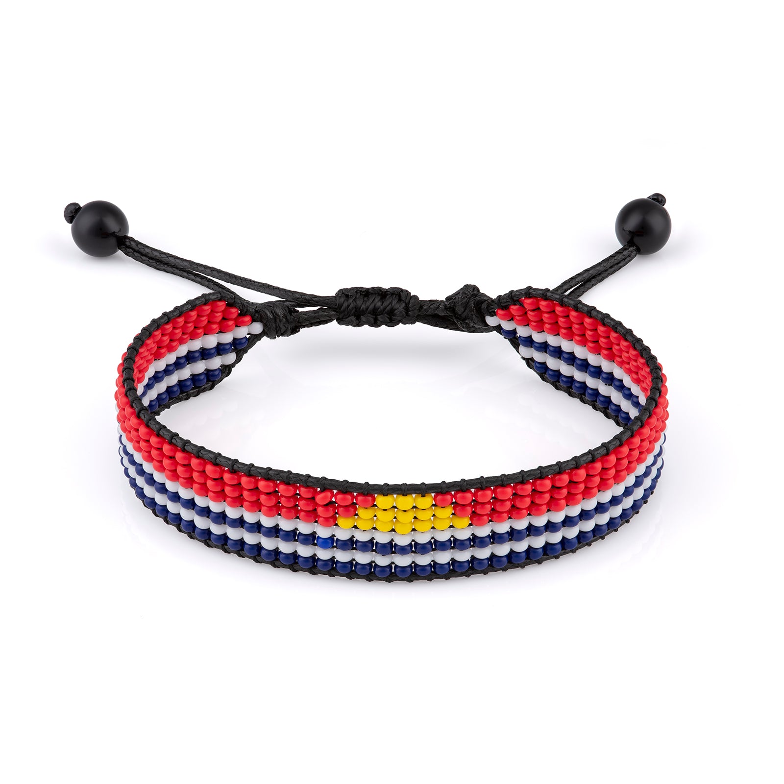 Kiribati Flag Bracelet: Handmade Adjustable Beaded Wristband