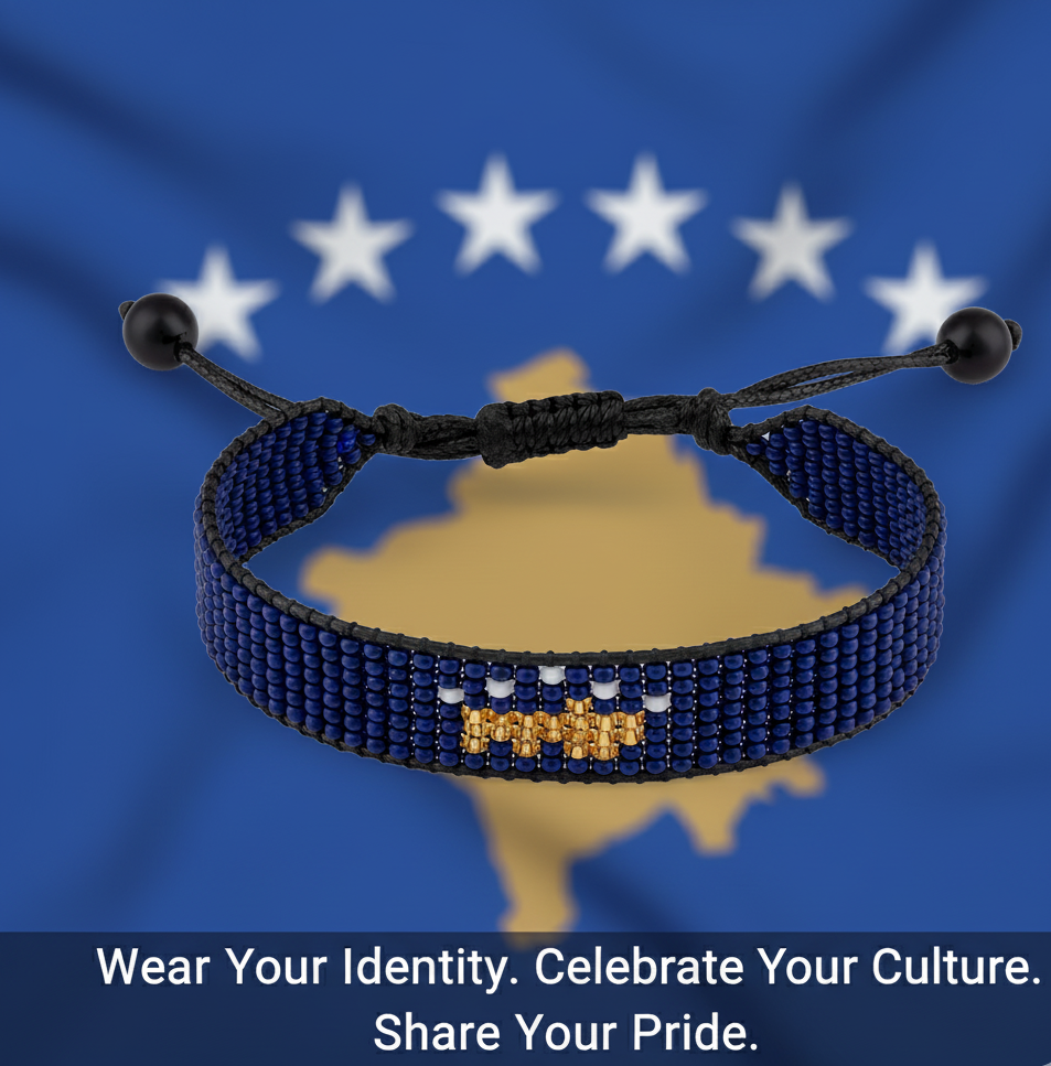 Kosovo Flaggenarmband: Verstellbares Unisex-Boho-Armband für Frauen und Männer