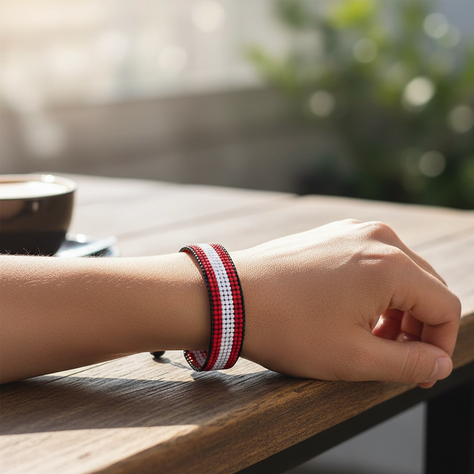 Lettland Flaggenarmband: Handgemacht, Verstellbar, Unisex Boho Stil Schmuck