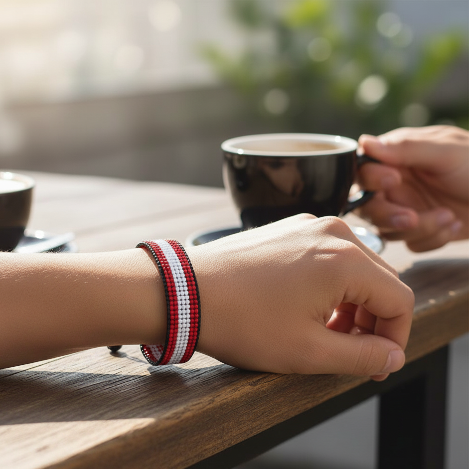Lettland Flaggenarmband: Handgemacht, Verstellbar, Unisex Boho Stil Schmuck