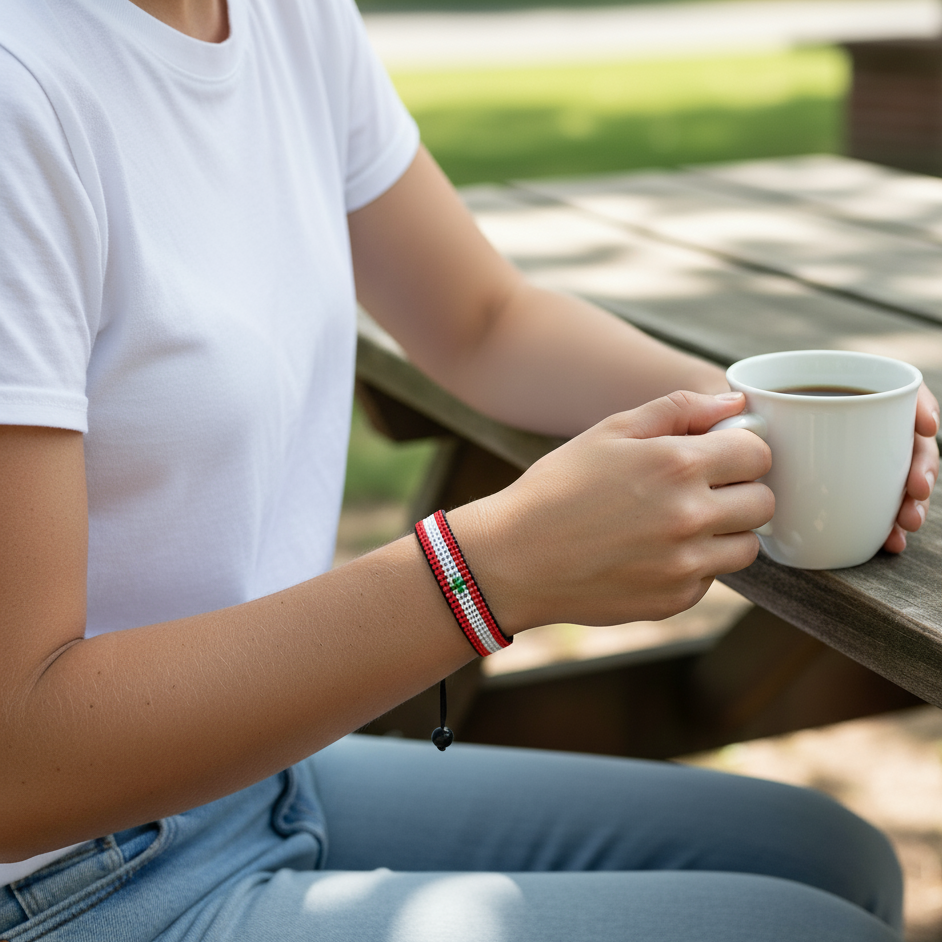 Libanon-Flaggenarmband: Handgefertigtes, verstellbares Unisex-Patriotismus-Schmuckstück