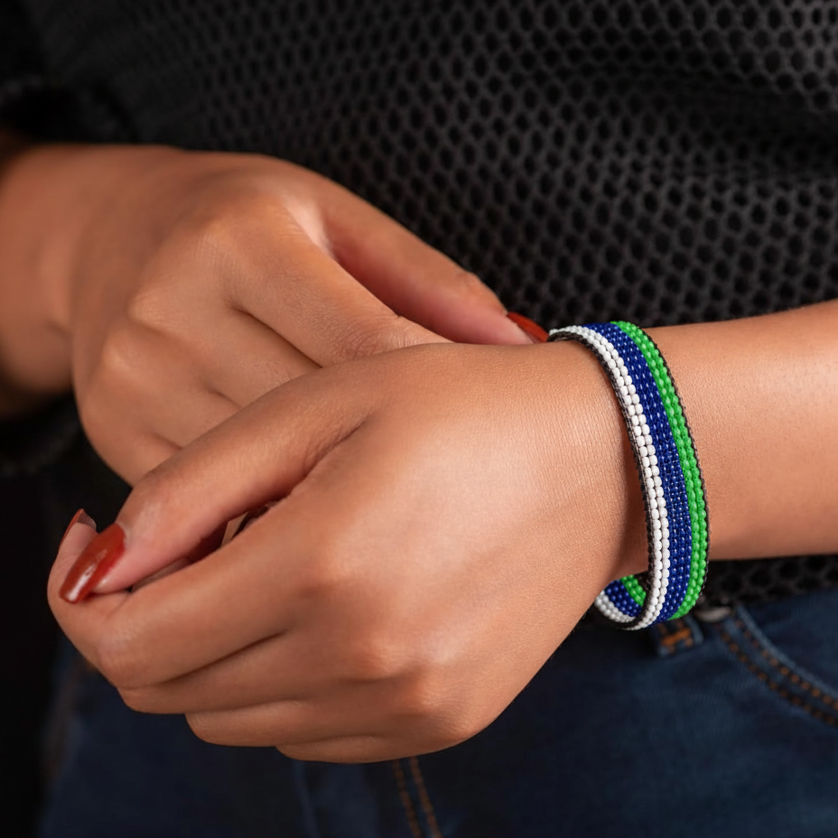 Bracelet drapeau du Lesotho : Fait main, ajustable, unisexe style bohème