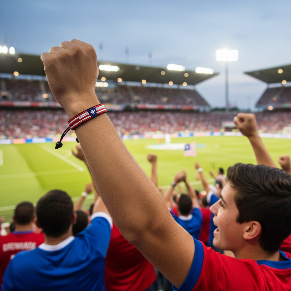 Bracelet drapeau du Libéria : Bracelet unisexe réglable fait main de style bohème
