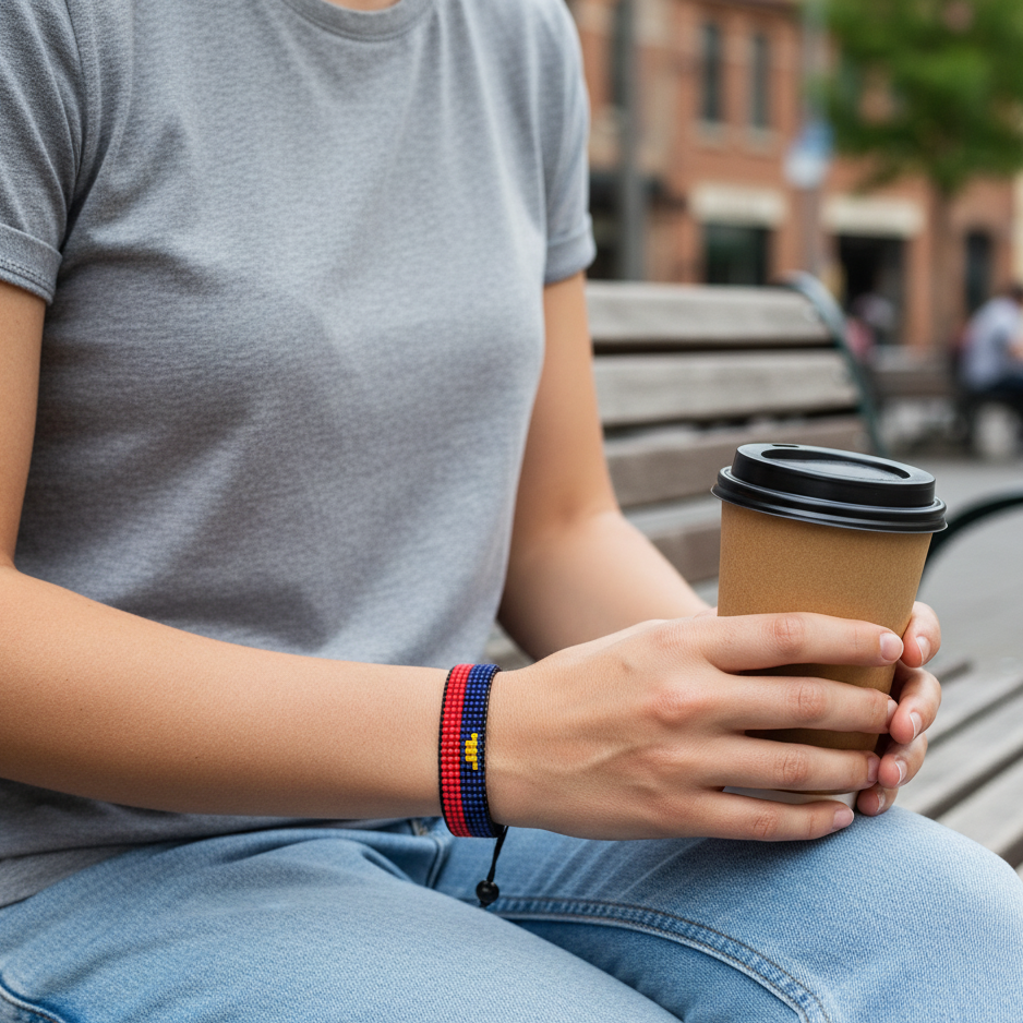 Liechtenstein Flaggenarmband: Handgemacht, Verstellbar, Unisex-Armband im Boho-Stil