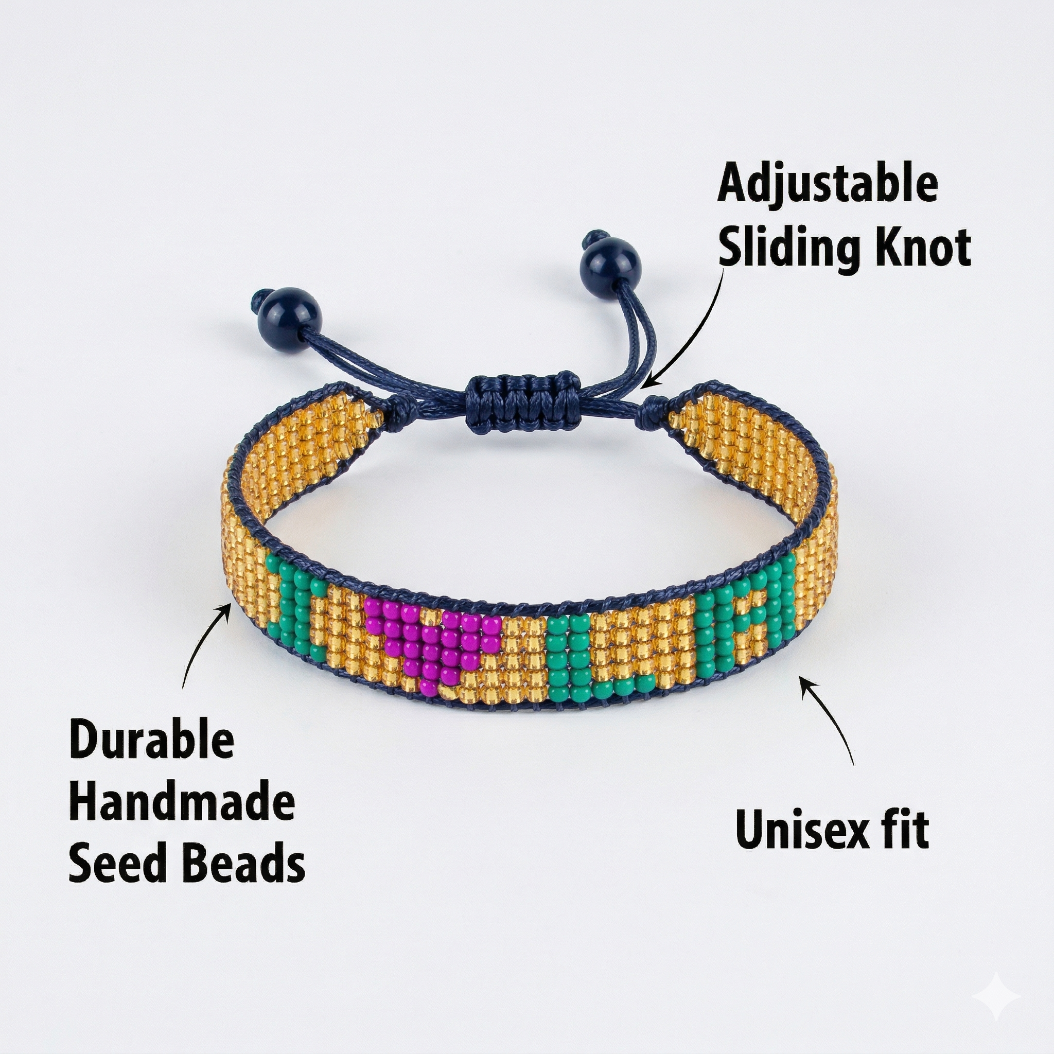 Bracelet perlé « J'aime la Louisiane » – Fait main et ajustable