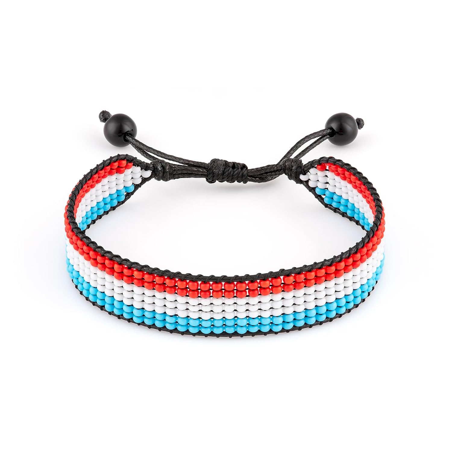 Luxembourg Flag Bracelet: Handmade Adjustable Beaded Unisex Patriotic Design