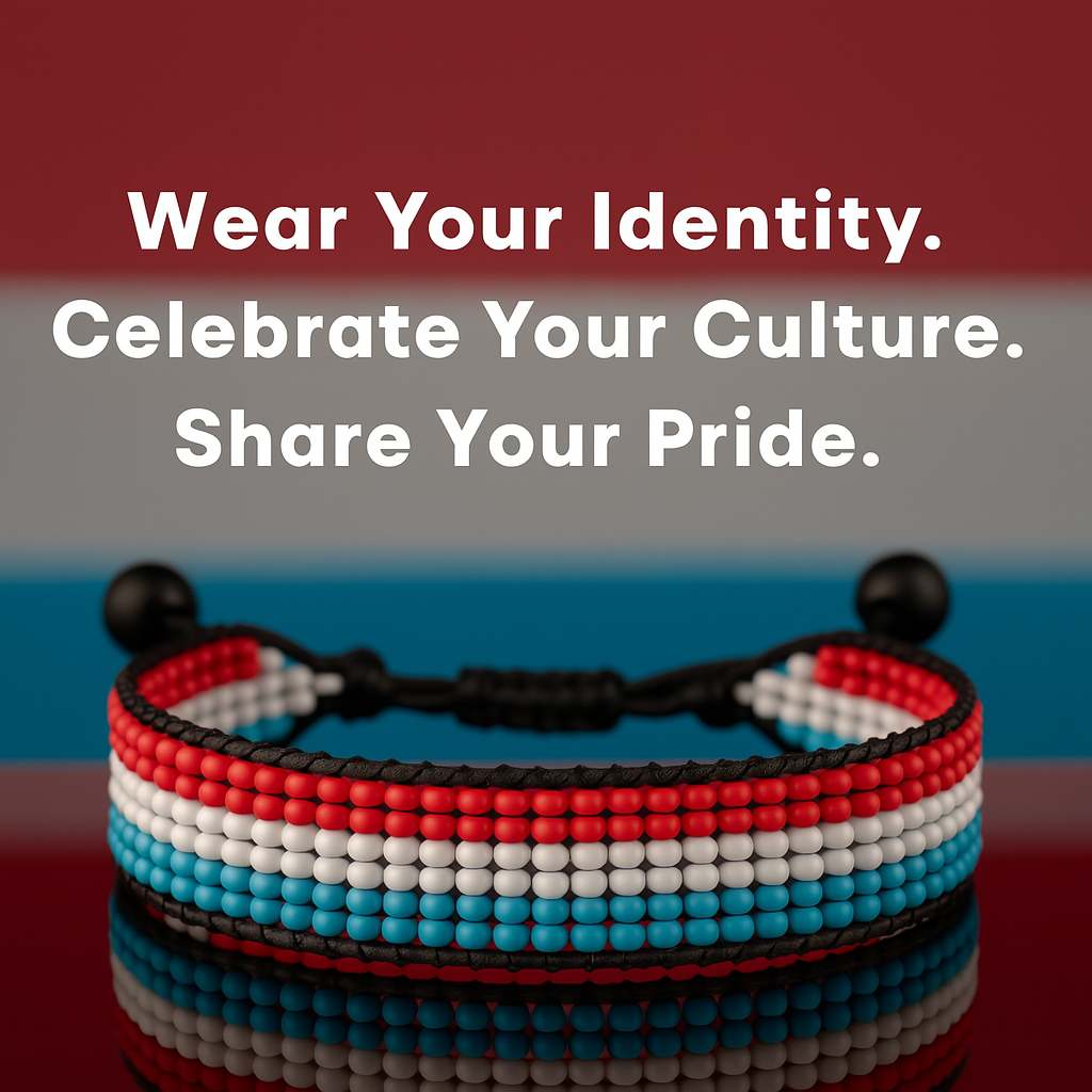 Luxemburg Flaggenarmband: Handgefertigtes, verstellbares Perlenarmband im Unisex-Patriotismus-Design