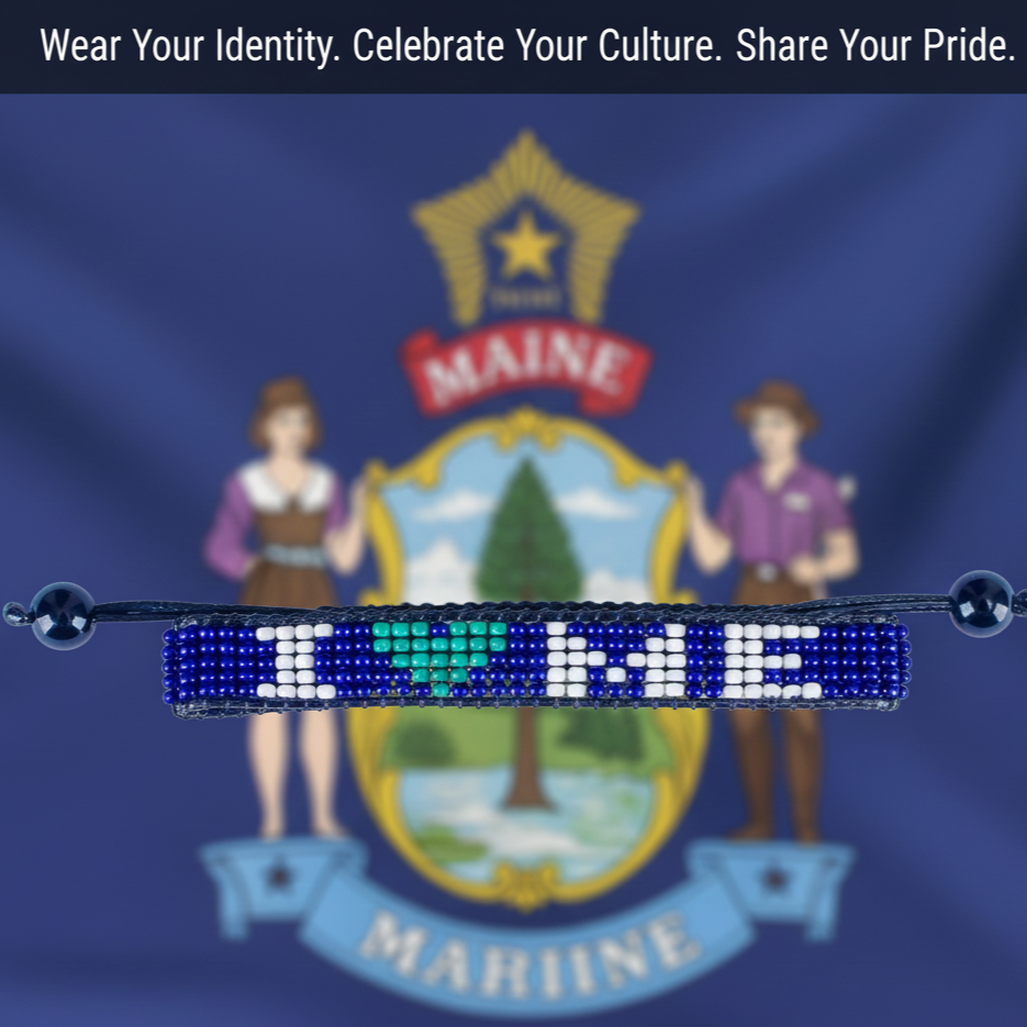J'adore le bracelet Maine, Fait main, Réglable, Montrez votre fierté du Maine