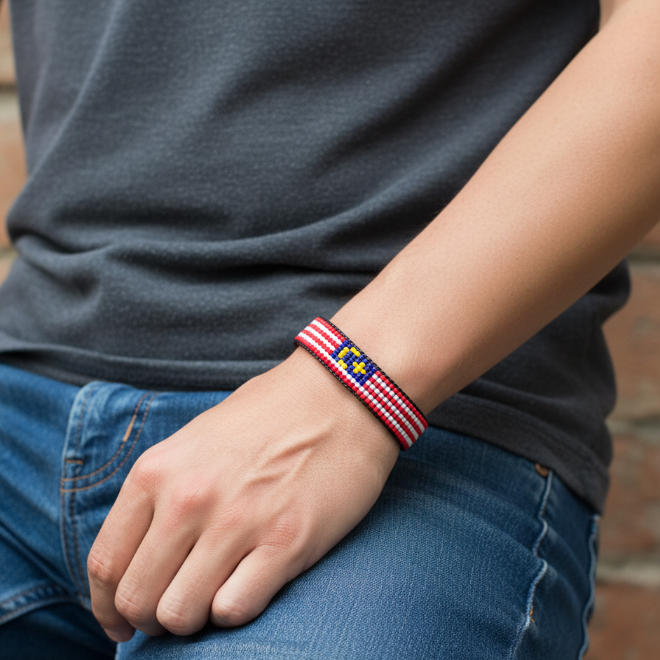 Malaysia Flag Bracelet: Handmade Adjustable, Unisex Boho Style Bracelet