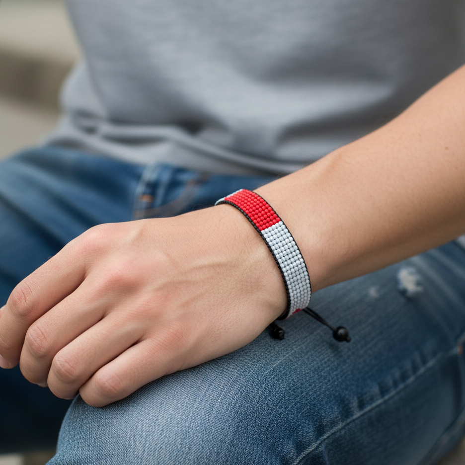 Malta Flaggenarmband: Handgemachtes, verstellbares Unisex-Armband im Boho-Stil