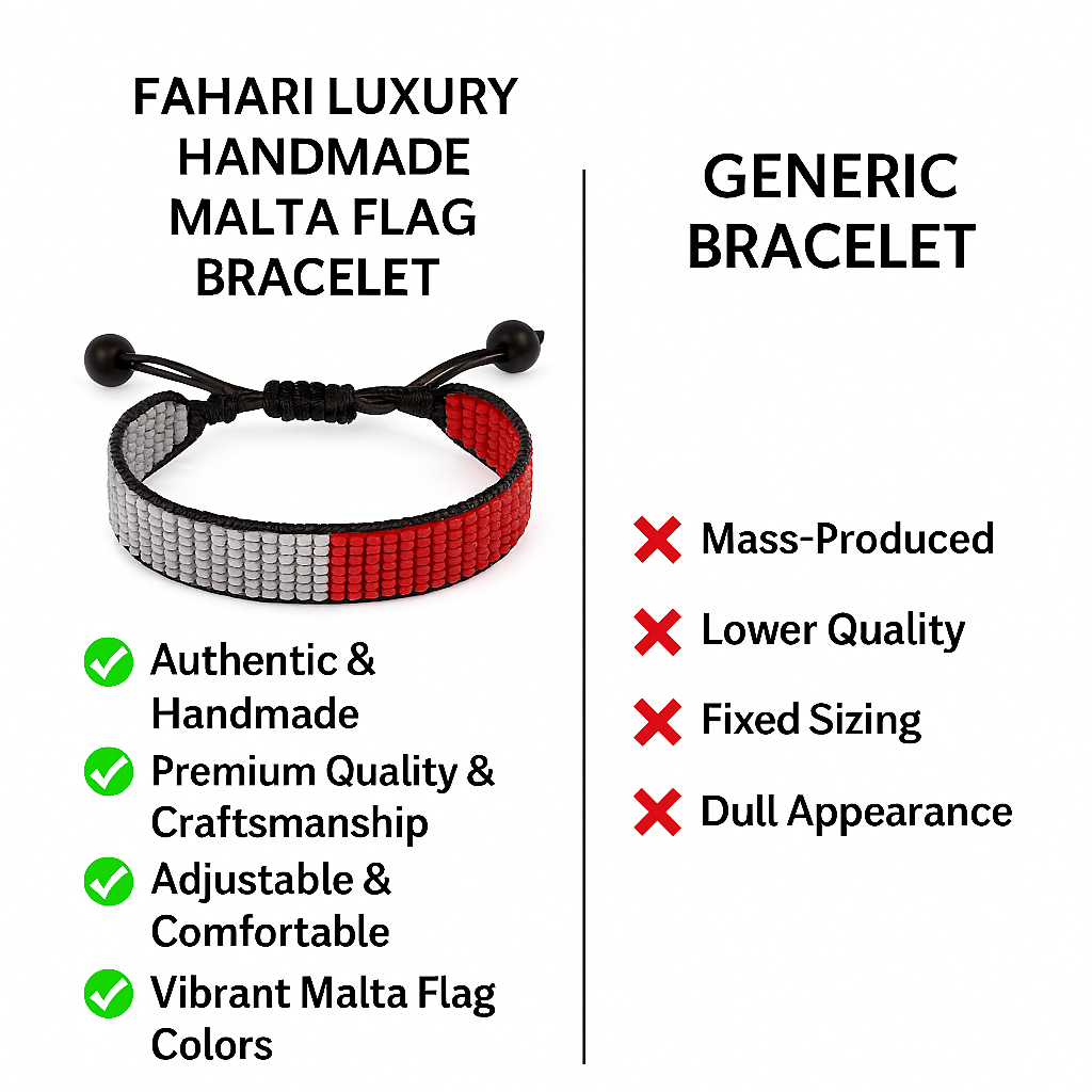 Malta Flaggenarmband: Handgemachtes, verstellbares Unisex-Armband im Boho-Stil