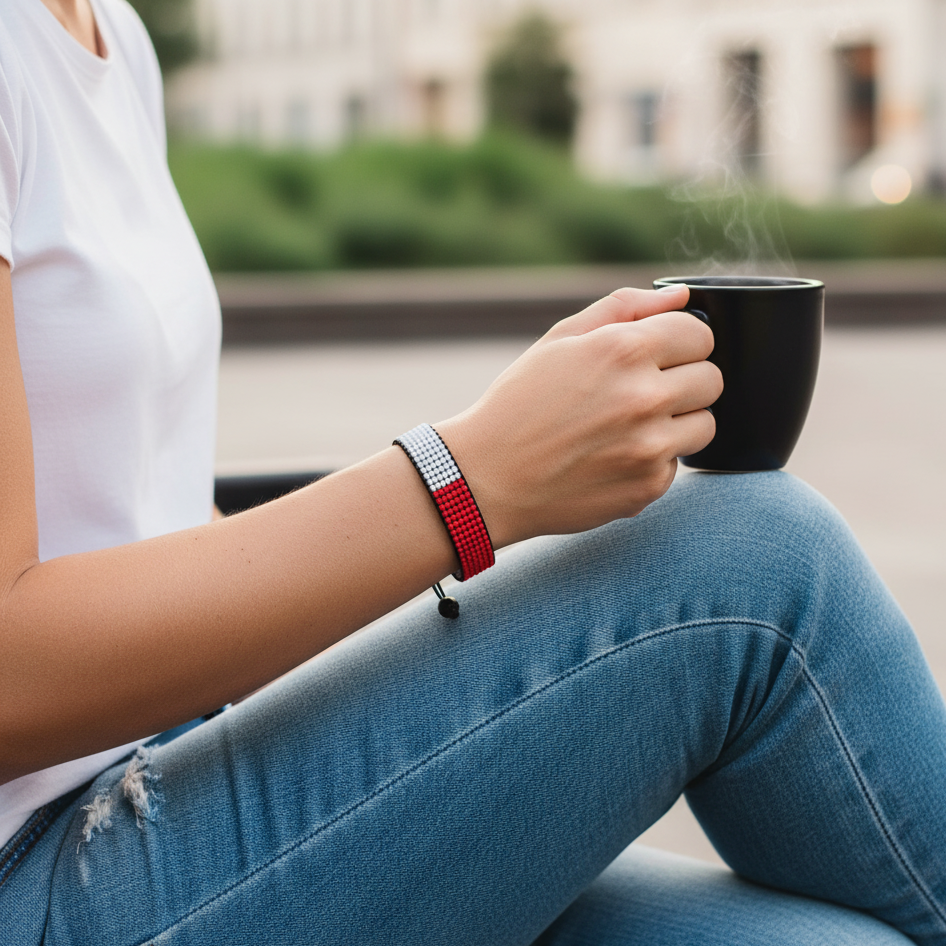 Malta Flaggenarmband: Handgemachtes, verstellbares Unisex-Armband im Boho-Stil